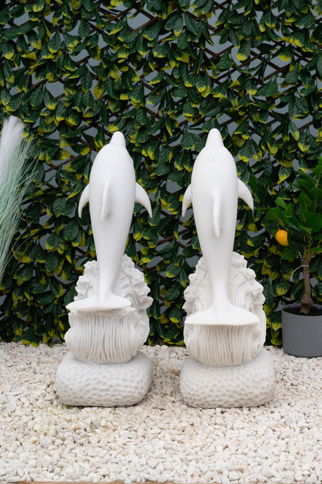 Dinova Small Dolphin Pair White Statue