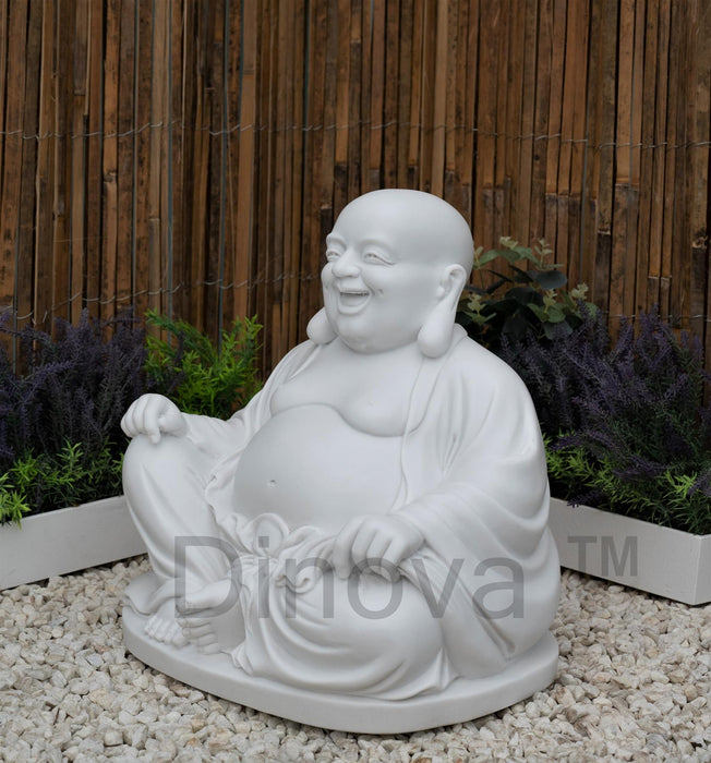 Dinova Joyful Buddha White Statue