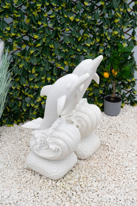 Dinova Small Dolphin Pair White Statue