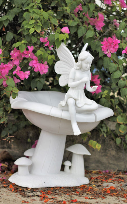 Dinova Fairy on a Toadstool White Statue